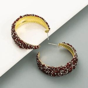 2/$21 Red Trendy Sparkle Hoop Earrings